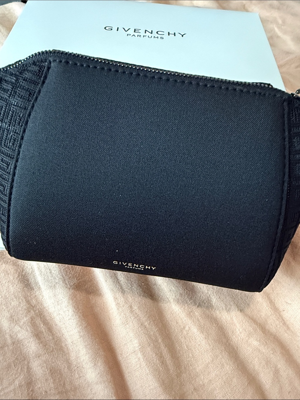 Givenchy Black Neoprene Zip Cosmetic Pouch